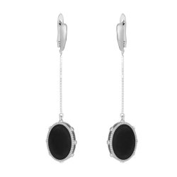 Серьги из серебра с керамикой и куб. цирконием (Арт.tm-e01266-b-w-x-x-w)