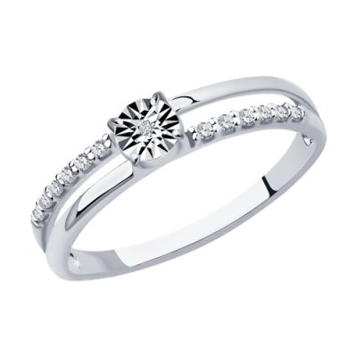 Кольцо из серебра с бриллиантом и фианитами (Арт.87010066)