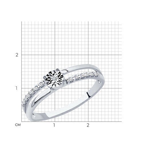 Кольцо из серебра с бриллиантом и фианитами (Арт.87010066)