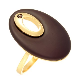 Кольцо с керамикой и фианитом «Lemon Ceramic Chic» Fresh Jewelry (арт.TM-R01031-BR-L-DB-X-X)
