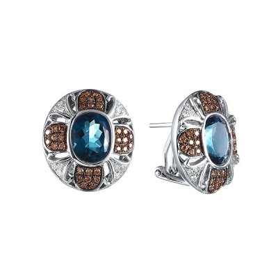 Серьги из белого золота с бриллиантом и топазом (Арт.me29178k-5_sr_dn_lt_wg)