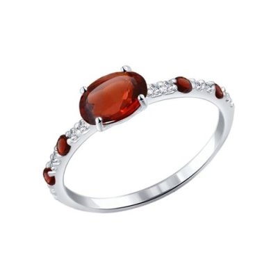 Кольцо из серебра с гранатами и фианитами (Арт.92011061)