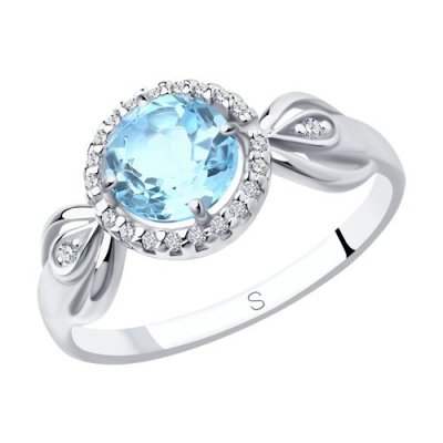Кольцо из серебра с топазом и фианитами (Арт.92011673)