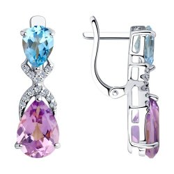 Серьги из серебра с миксом камней (Арт.92021409)