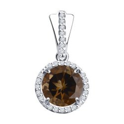 Подвеска из серебра с раухтопазом и фианитами (Арт.92030320)