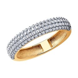 Кольцо из золочёного серебра с фианитами (Арт.93-110-01766-1)