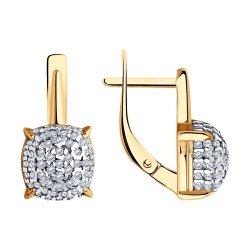 Серьги из золочёного серебра с фианитами (Арт.93-120-01827-1)