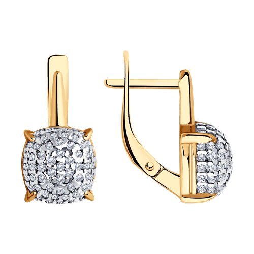 Серьги из золочёного серебра с фианитами (Арт.93-120-01827-1)