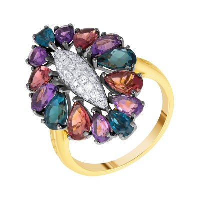 Кольцо из золота с аметистом и бриллиантом (Арт.r28423_ko_am_lt_tur_yg)