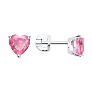 Серьги из серебра с фианитом «Розовое Сердце» SOKOLOV (арт.94027319)