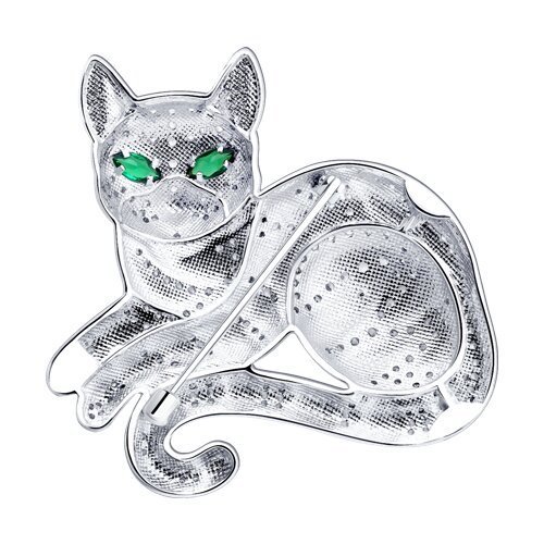 Брошь из серебра с фианитами и эмалью (Арт.94049011)