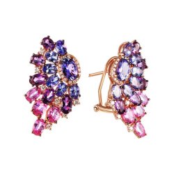 Серьги из золота с аметистом и бриллиантом (Арт.sb00207e-rtpsa_sr_ps_am_ta_pink)