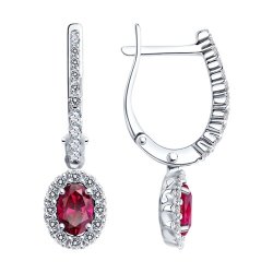 Серьги из белого золота с бриллиантами и рубинами (Арт.4020460-3)