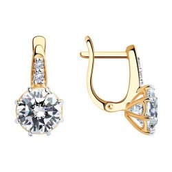 Серьги из золочёного серебра с фианитами (Арт.93022273)