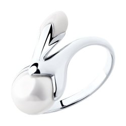 Кольцо из серебра с эмалью и жемчугом (Арт.94012435)
