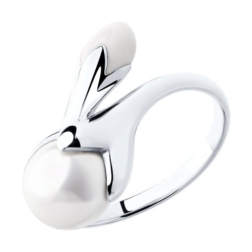 Кольцо из серебра с эмалью и жемчугом (Арт.94012435)