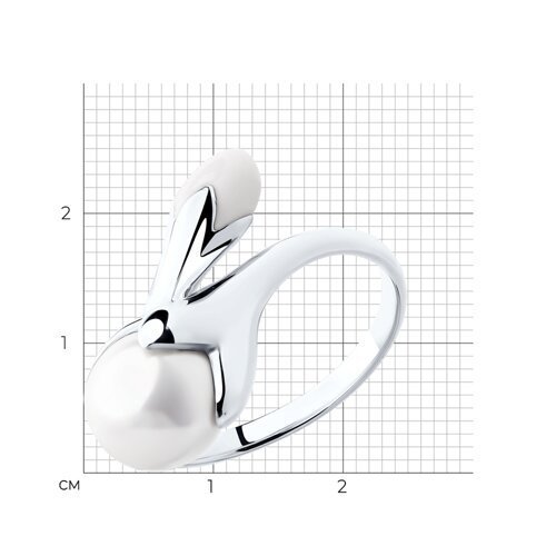 Кольцо из серебра с эмалью и жемчугом (Арт.94012435)