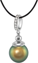 Кулон из серебра с жемчугом и кристаллом swarovski (Арт.aap-1-b-12-26-s)