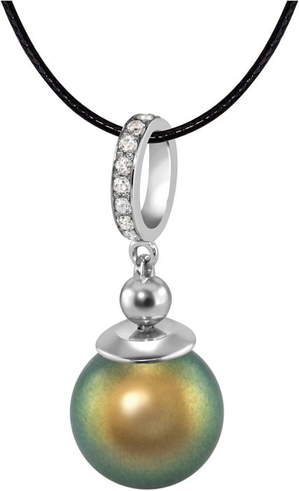 Кулон из серебра с жемчугом и куб. цирконием (Арт.aap-1-b-12-26-s)