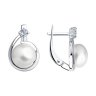 Серьги из серебра с жемчугом и фианитами (Арт.94-320-01111-1)