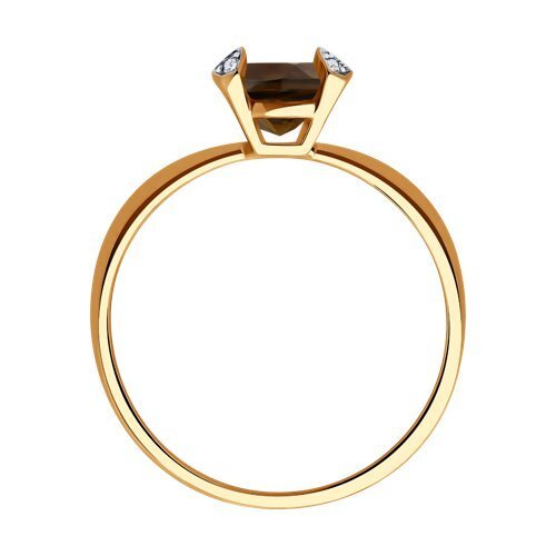 Кольцо золото 585 с раухтопазом и фианитами «Туманный Шарм» Соколов (арт.01968)