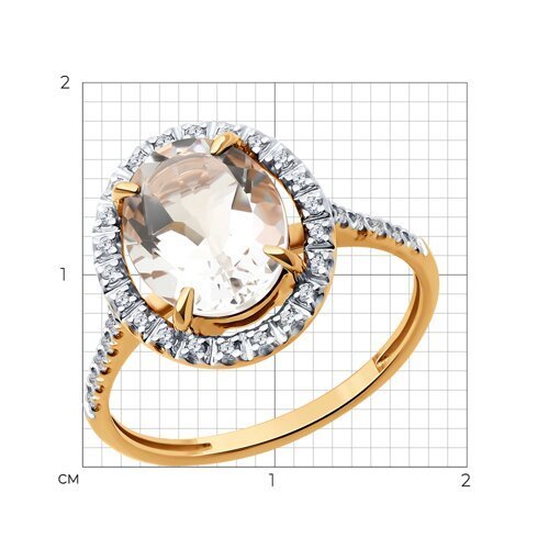 Кольцо золотое пробы 585 с горным хрусталем (Арт.51-310-02442-4)