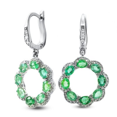 Серьги с бриллиантами и изумрудами «La Nordica» из белого золота 750 пробы MyJewels (арт.19-12-15000-1374-ВА)