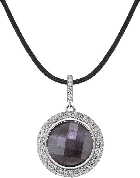 Кулон из серебра с кошачим глазом и куб. цирконием (Арт.fhp-1-h-24-s)