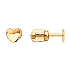 Серьги-гвоздики из золота в форме сердца (Арт.021684)