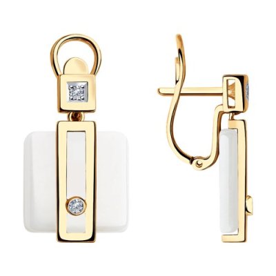 Серьги из золота с бриллиантами и керамическими вставками (Арт.6025100)