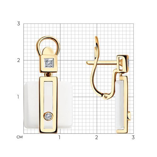 Серьги из золота с бриллиантами и керамическими вставками (Арт.6025100)