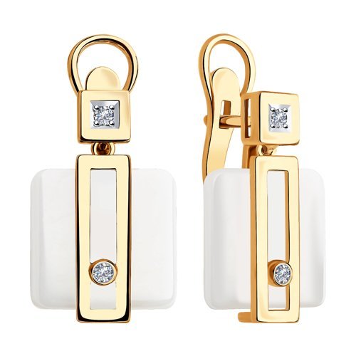 Серьги из золота с бриллиантами и керамическими вставками (Арт.6025100)