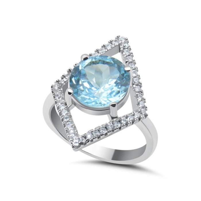 Кольцо Серебряные крылья (Арт.21qsrjk01411-19_topaz_kubcirkonii)