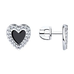 Серьги из серебра с фианитами и эмалью (Арт.94025947)