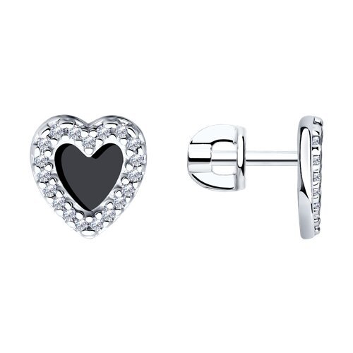 Серьги из серебра с фианитами и эмалью (Арт.94025947)