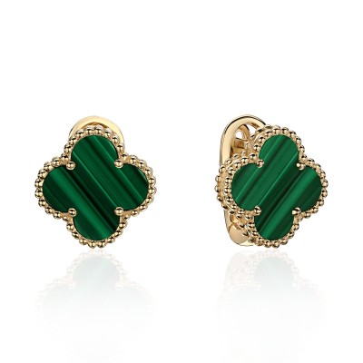 Серьги золотые с малахитом «Emerald Clover» Estet (арт.01С4314170-2)