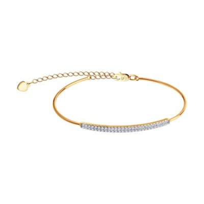 Браслет жёсткий из золота с фианитами (Арт.050876)