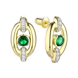 Серьги из серебра с ситаллом и фианитом (Арт.cz-e03147-x-l-eg-x-w)