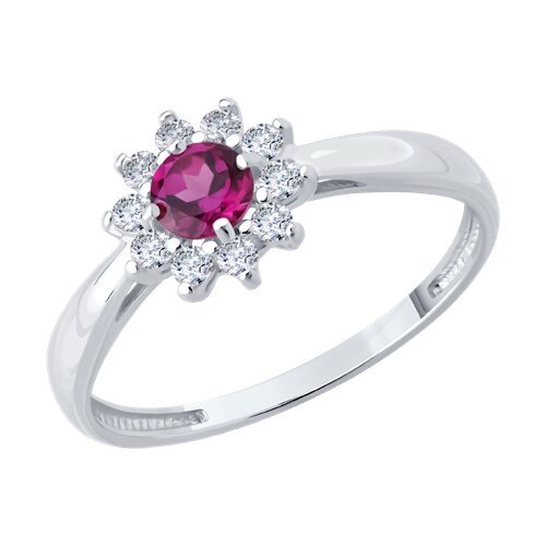 Кольцо из серебра с родолитом и фианитами (Арт.92014636)