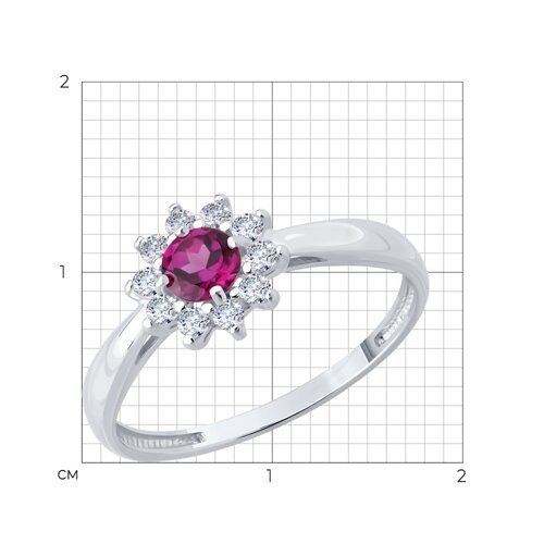 Кольцо из серебра с родолитом и фианитами (Арт.92014636)