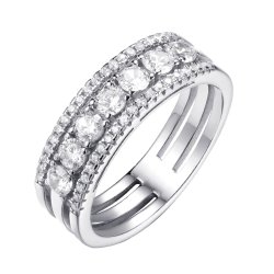 Кольцо из серебра с фианитом (Арт.cz-r00681-x-w-w-x-w)