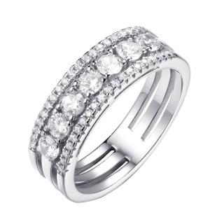 Кольцо серебряное с фианитами «Spark Line» Fresh Jewelry (арт.CZ-R00681-X-W-W-X-W)