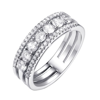 Кольцо из серебра с фианитом (Арт.cz-r00681-x-w-w-x-w)