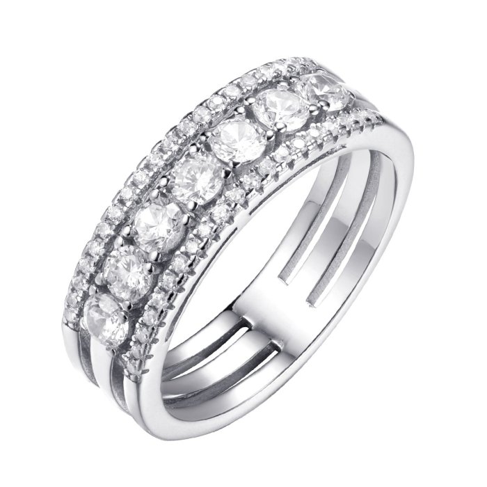 Кольцо из серебра с фианитом (Арт.cz-r00681-x-w-w-x-w)