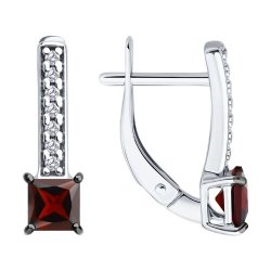 Серьги из серебра с гранатами и фианитами (Арт.92023172)