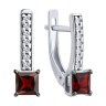 Серьги из серебра с гранатами и фианитами (Арт.92023172)