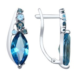 Серьги золотые пробы 585 с миксом камней (Арт.725324-3)