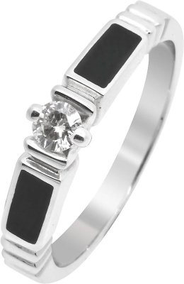 Кольцо из белого золота с бриллиантом и эмалью (Арт.9000dlvog)