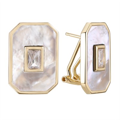 Серьги серебряные с жемчугом и фианитом «Gravity Shine» Fresh Jewelry (арт.PI-E03418-X-L-PN-X-W)