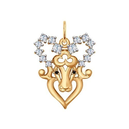 Кулон золотой с фианитами «Созвездие Тельца» Соколов (арт.035123)